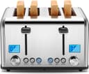 Roter Mond Countdown Stainless Steel 4 Slice Toaster with Bagel, Defrost, Cancel Function, Dual Toaster, Extra Wide Slots, 6 Shade Settings, Removable Crumb Trays, 1650W