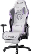 AutoFull C3 Gaming Chair, Ergonomic Wingless Cushion Computer Chair,PU Leather Racing Style Office Chair with Lumbar Support Pillow and Footrest,White