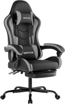 Gaming Chair with Footrest, Ergonomic Gaming Chair, Computer Chair with Lumbar Support, Headrest, Height Adjustable PC Chairs with 360° Swivel Seat for Office or Gaming BlackGrey