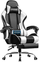 GTPLAYER Gaming Chair, Computer Chair with Footrest and Lumbar Support, Height Adjustable Game Chair with 360°-Swivel Seat and Headrest and for Office or Gaming (Pearl White)