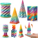 JOYIN 4 Pack Impossible Cone Fidget Toys, Pastel Color 3D Printed Spiral Cone Flexible Impossible Pyramid Passthrough Fidget Toys for Stress Relief, Kids Adults Gifts for Classroom