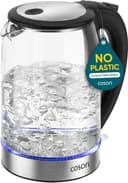 Cosori Electric Kettle, No Plastic Contact With Water, Wide Mouth For Easy Cleaning, Auto Shut Off, 1.7L Tea Kettle & Hot Water Boiler, Water Heater & Teapot, Borosilicate Glass, Black, 1500W