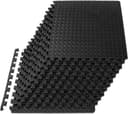 ProsourceFit Puzzle Exercise Mat ½ in, EVA Interlocking Foam Floor Tiles for Home Gym, Water-Resistant Mats Workout Equipment, Floor Padding for Kids, Black, 24 in x 24 in x ½ in, 48 Sq Ft - 12 Tiles